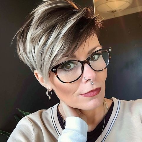 Edgy Pixie Cut with Glasses