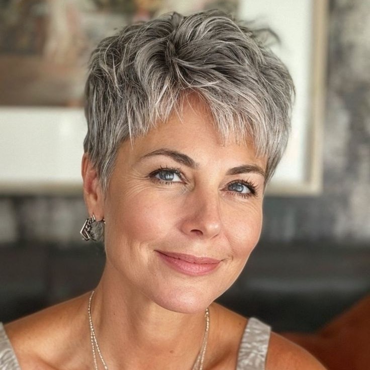 Effortless Gray Pixie with Soft Layers