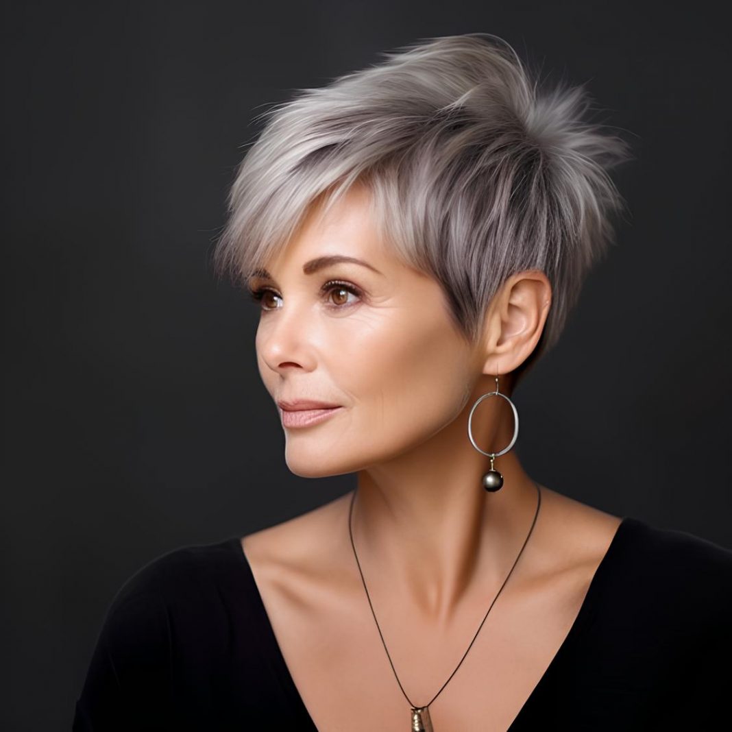 Elegant Side-Swept Silver Bob