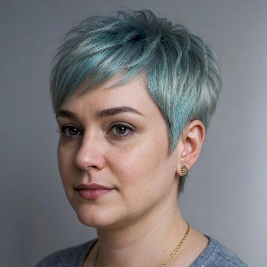 Icy Teal Pixie with Textured Layers