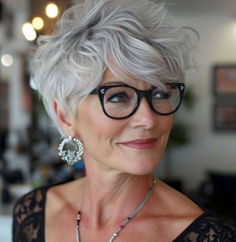 Sophisticated Style with a Silver Pixie and Glasses
