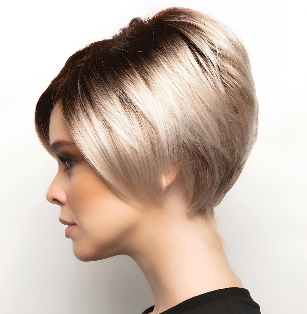 Bold Blonde Bob with Dark Underlayers