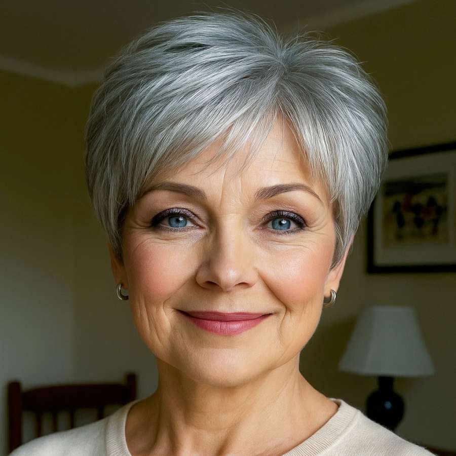 Elegant Feathered Pixie in Silver Gray