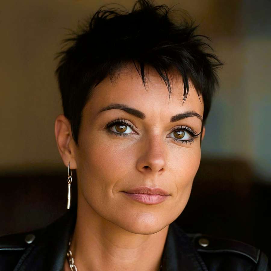 Bold Jet Black Textured Pixie