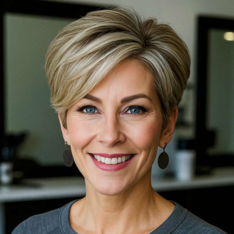 Chic Voluminous Pixie Cut with Side-Swept Bangs