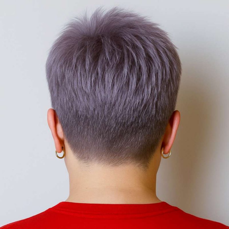 Clean Nape Finish on a Lavender Pixie Hairstyle