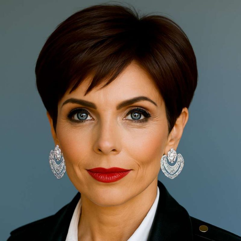 Elegant Dark Pixie with Defined Volume and Shine