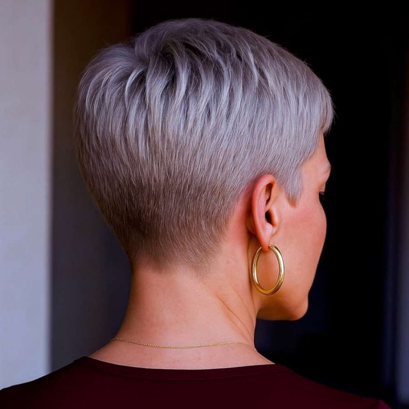Precision Tapered Back Pixie with Platinum Shine