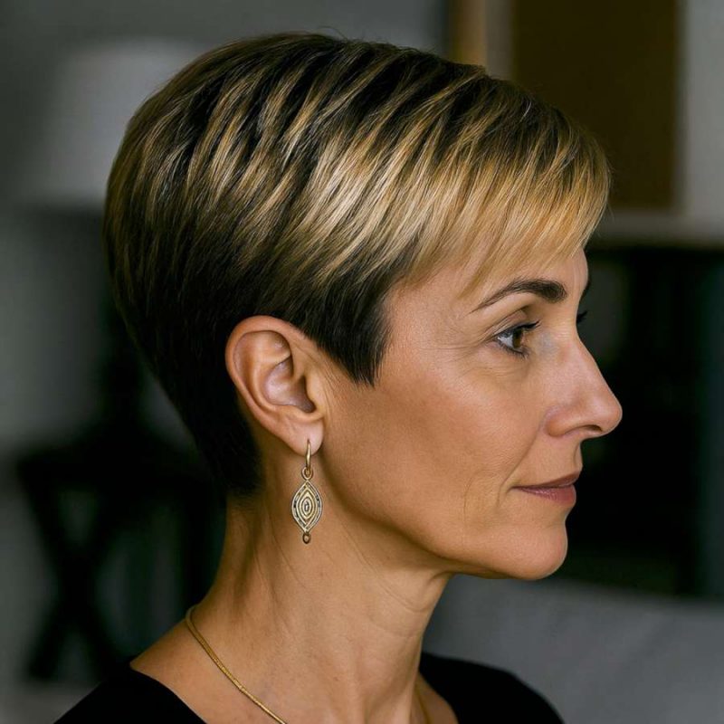 Refined Right Profile of a Textured Pixie Cut