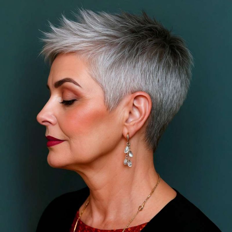 Side-Profile View of a Sharp Tapered Pixie Cut