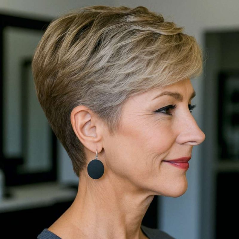 Sleek and Structured Ash Blonde Pixie with Clean Taper