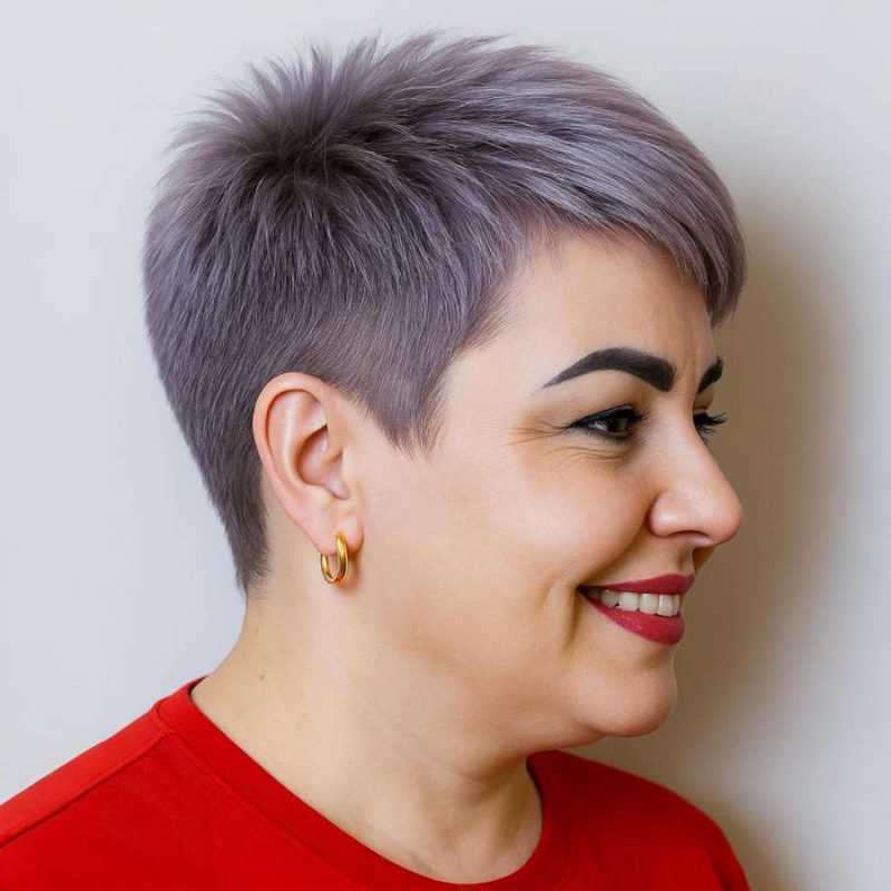 Tapered Right-Side Pixie with Lavender Flair