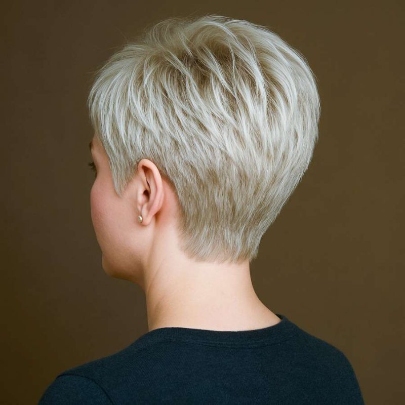 Textured Back View of Platinum Layered Pixie
